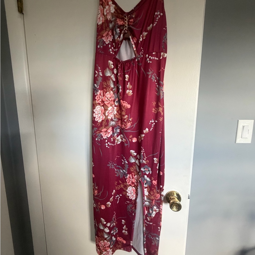 Floral Maxi Dress with Cutout